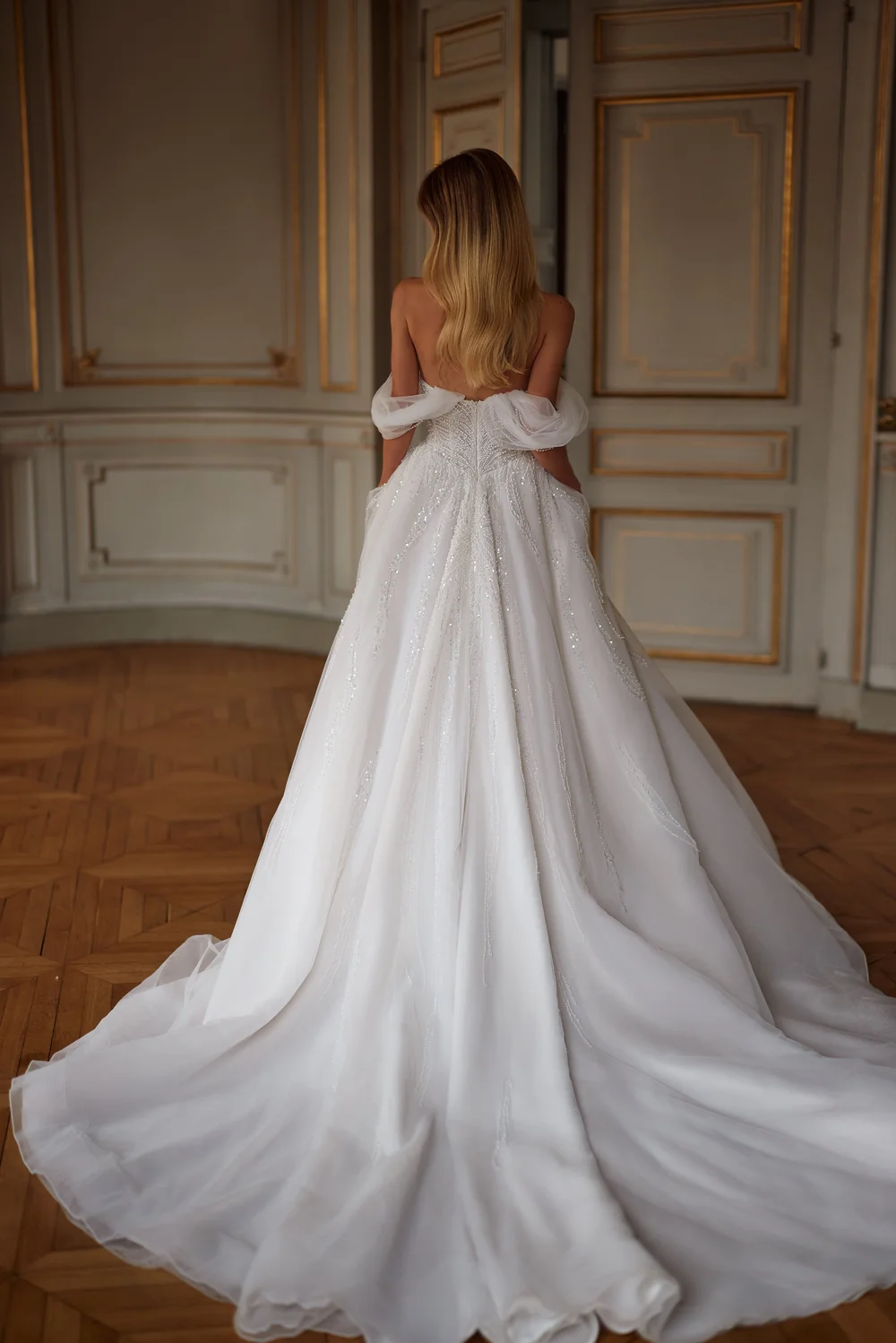 Romantic A-Line Wedding Dress with Pearl Embroidery & Sweetheart